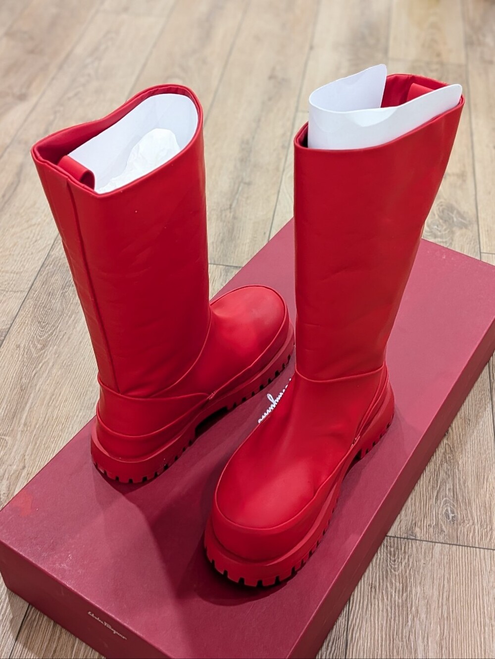 $1650 Mens Salvatore Ferragamo "Fazio" Leather Combat Boots Red US 10 E